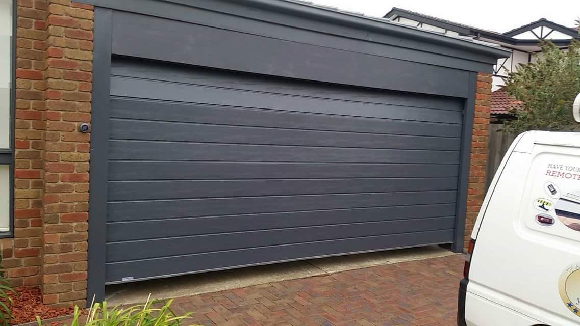 Ironstone, slimline design, sectional garage door - textured finish